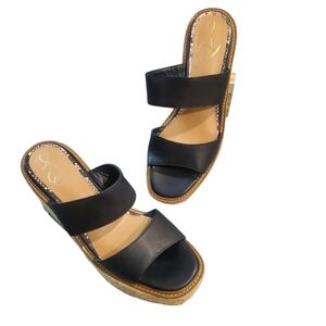 Sam Edelman Sandals Womens Size 10M Black Slip On Espadrille Wedge Heels Shoes